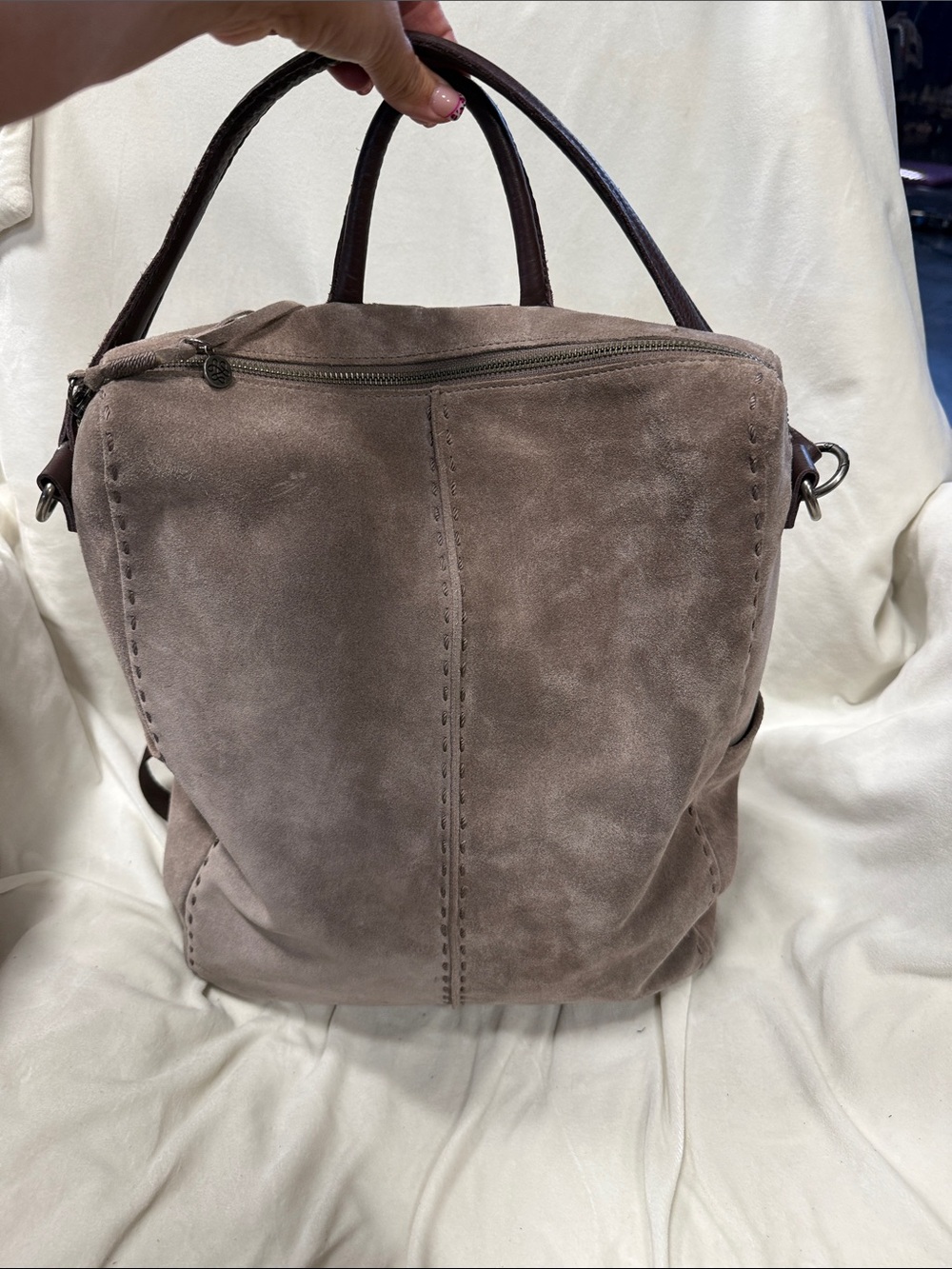 The Sak Los Feliz convertible backpack mushroom suede